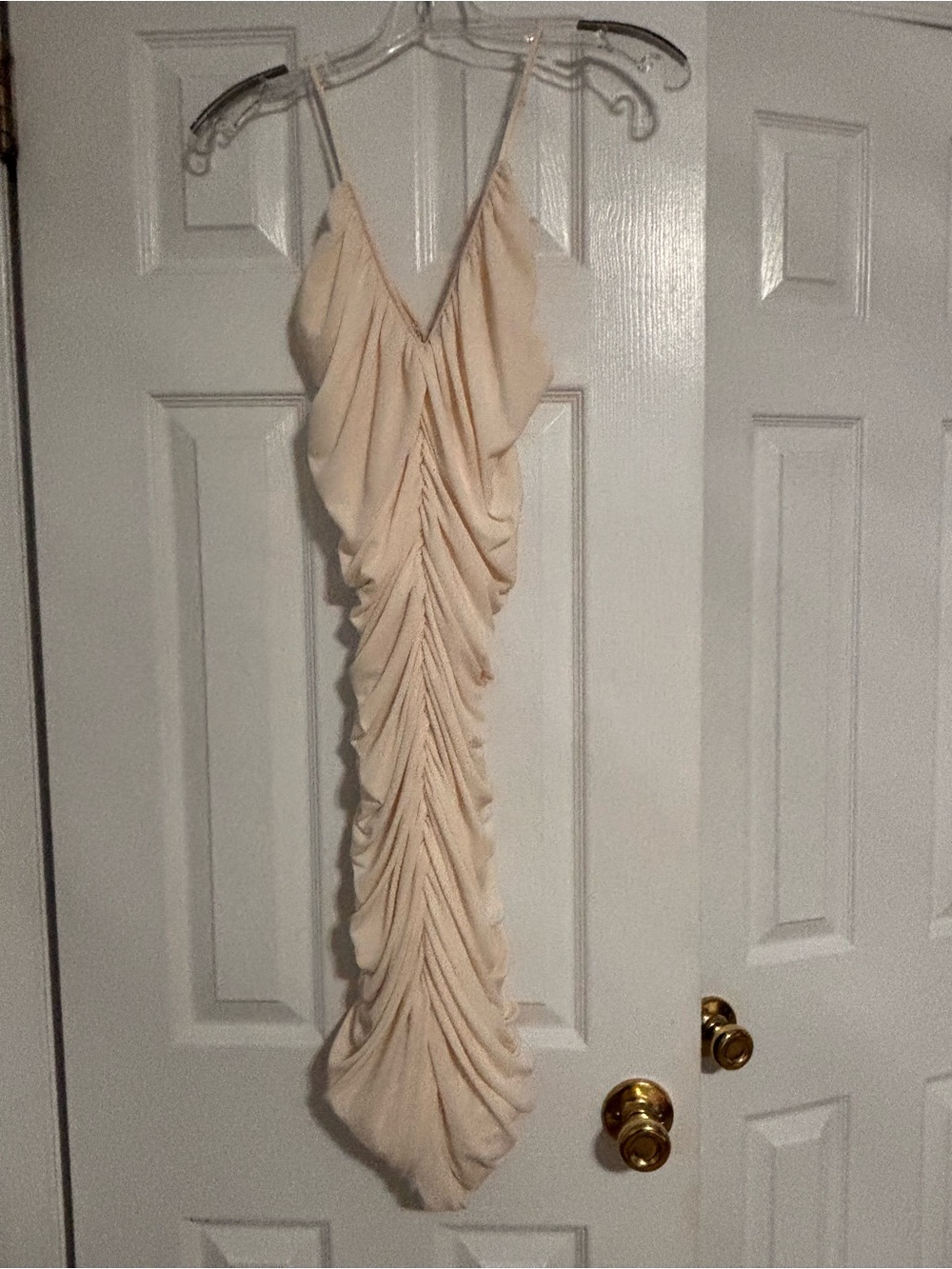 Halston Heritage Ruched Cream Spaghetti-Strap Women’s Dress size xs